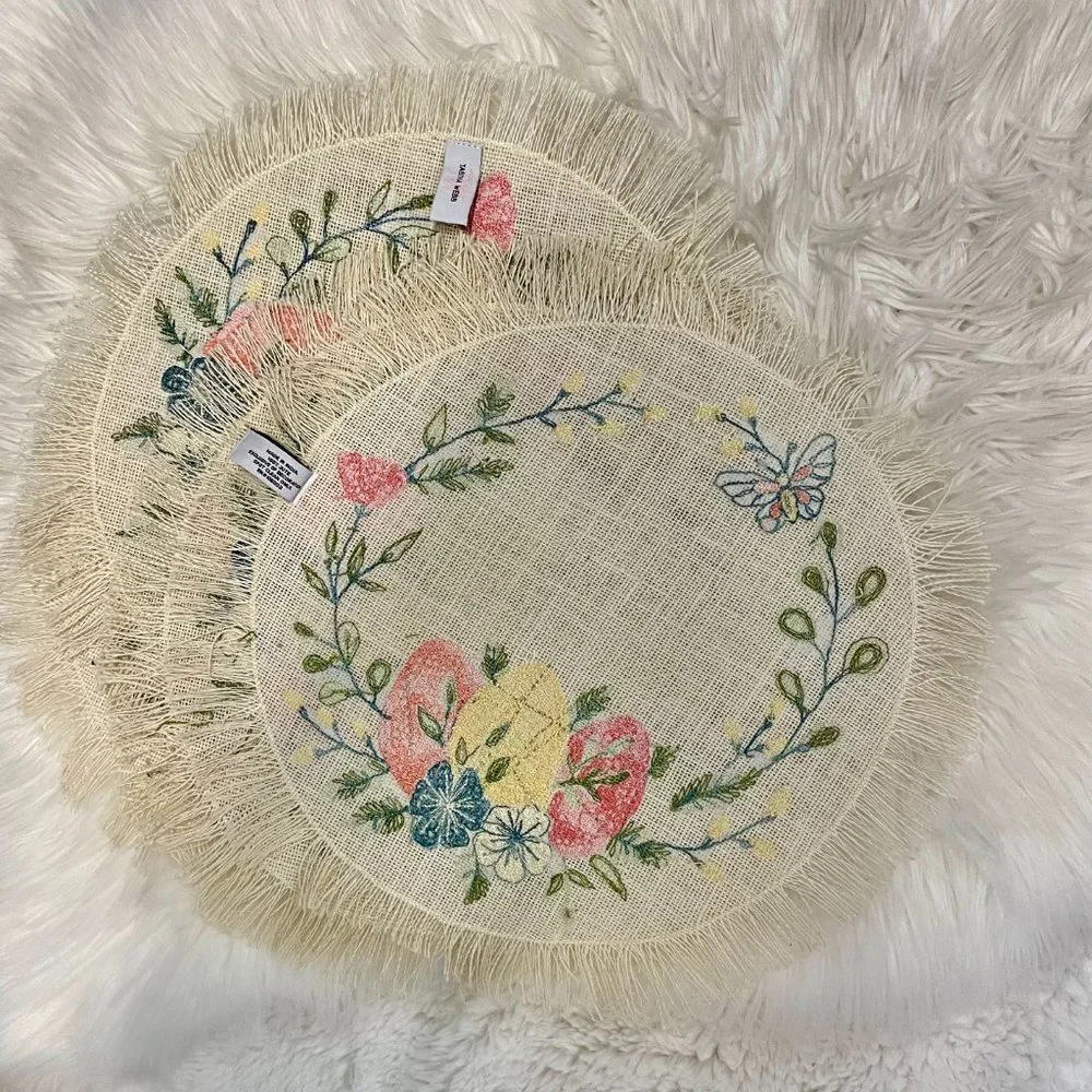 Tabitha Webb Jute embroidered placemats set of 4